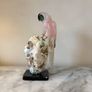 Hand-Carved Rose Quartz Parrot on Raw Amazonite & Crystal Matrix Base Image 6