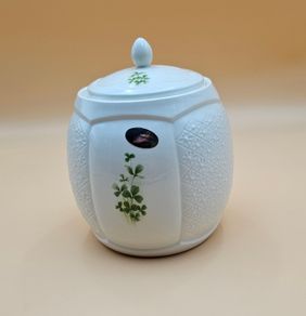 Donegal Bone Chaina Ireland Shamrock Pattern Biscuit Barrel