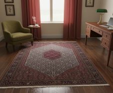 Stunning 300cm x 200cm Persian Bidjar Green Colours Hand Knotted Rug Carpet