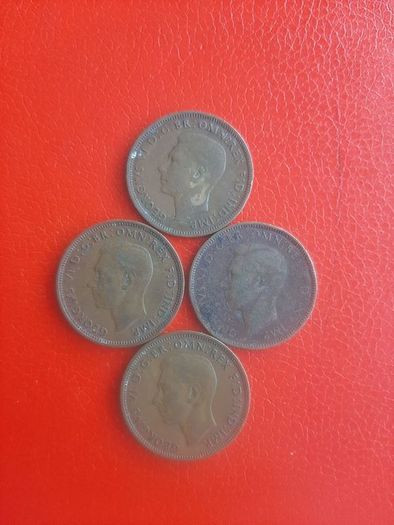 4 British Halfpennies in Sequence 1942/3/4/5