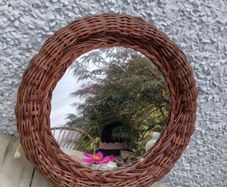 Round mirror, vintage rattan mirror