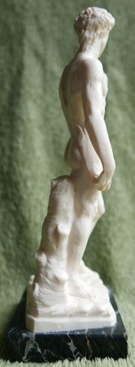 Vintage Sculpture of Statue of David in Resin by A. Santini Italy Male Nude Vintage  Italy 1960