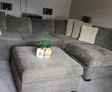 l shape couch cushions included foam filled perfect condition cash only measurements  1980mm x 3000mm brown colour