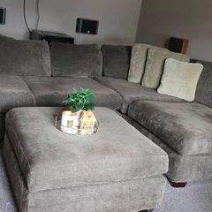 l shape couch cushions included foam filled perfect condition cash only measurements  1980mm x 3000mm brown colour