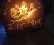 pub art monks in a pub. Lights work perfect .great condition no issues