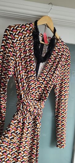Diane Von Furstenberg 100% Silk Jumpsuit Sz 10USA (Fit 14-16UK) - Rrp 395 (New)