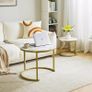 Round Nesting Table, Removable Set of 2 Coffee Tables, Stacking Sofa Side Table End Table, for Living Room, Bedroom, Office, Balcony, Apartment, White and Gold Image 3