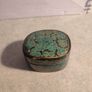 Vintage Paper Mache Lacquer Trinket Jewelry Box Hand-Painted Blue and Gold Floral Motif Image 7