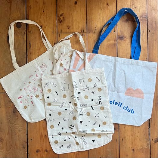 Set of 3x Des Petits Hauts tote bags