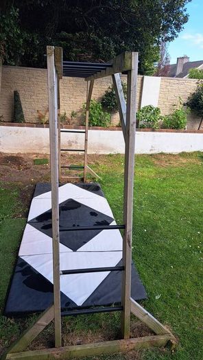 monkey bars and gymnastics mat