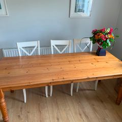 Large Solid Pine Farmhouse Dining Table Seats 10