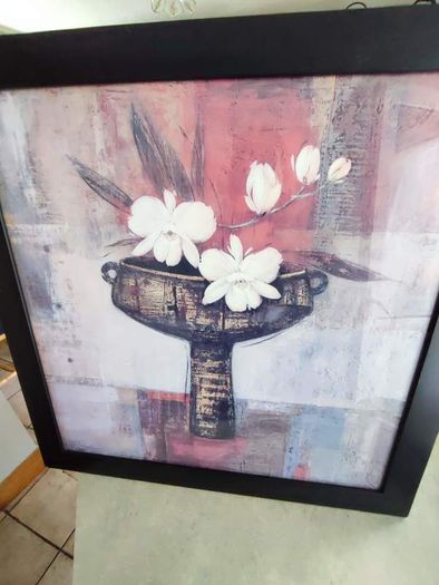 Lovely Framed Still Life print in Black Frame.