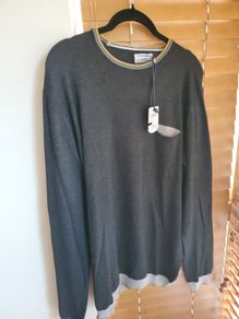 Cotton & Silk C&S Men's Jumper  New With Tags Dark Grey