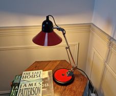 Vintage French Aluminor red desk lamp 1970/80s
