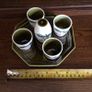 Vintage 1960s/70s  Dark Green ceramic egg cups and salt cellar with tray Image 9
