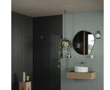 Black wall tiles, trim and grout from Tile style