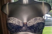 D&amp;G paisley navy/white printed underwired bra size UK34C EUR75C Postage included