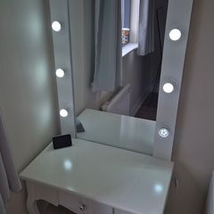 Hollywood Vanity Table with Light-Up Mirror & Stool