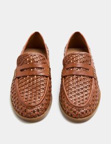 M&S Leather Woven Flat Loafers  / UK 6