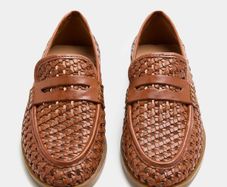 M&S Leather Woven Flat Loafers  / UK 6