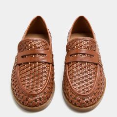 M&S Leather Woven Flat Loafers  / UK 6
