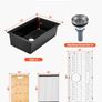 76cm Black Granite Kitchen Sink Workstation, Single Bowl Undermount or Drop-In Farmhouse Basin with Accessories for Kitchen, RV & Bar Image 3