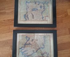 2 x genuine antique 17th century maps of ireland north and south