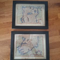 2 x genuine antique 17th century maps of ireland north and south