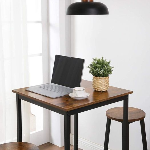 High bar table bar table, bar table, high dining table, lectern with sturdy steel frame, 60 x 60 x 92 cm, easy assembly, kitchen, industrial style, vintage brown-black