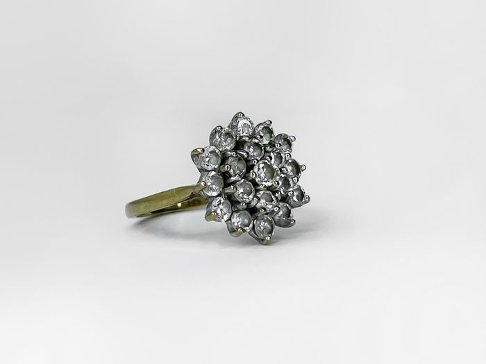 9ct Yellow Gold Cluster Ring, size J - J 1/2