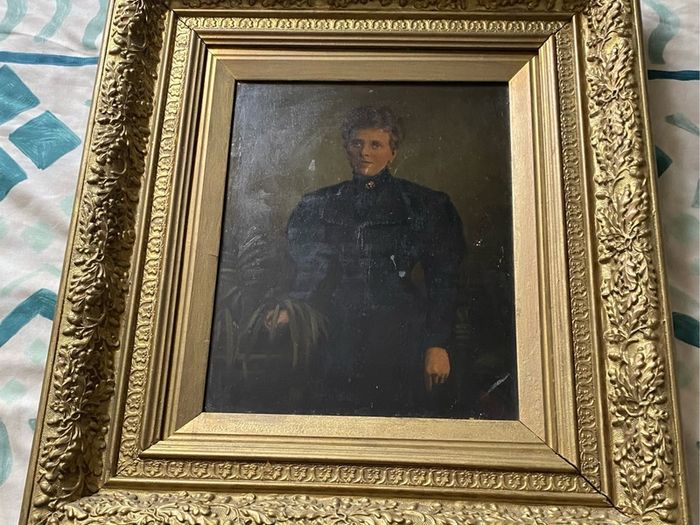 A Very Old Oilagraph Of A Lady In A Nice Frame