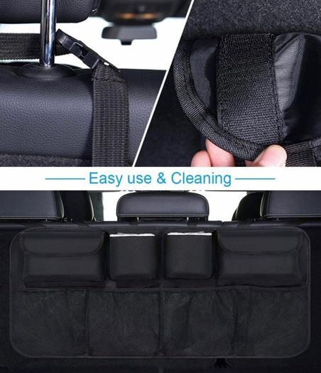 Car Boot Organiser Waterproof Kick Mats Car Organiser Seat Back Protectors, Multi-Pocket Children's Travel Storage