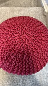 Burgundy knit foot rest /pouff for sale