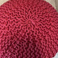 Burgundy knit foot rest /pouff for sale