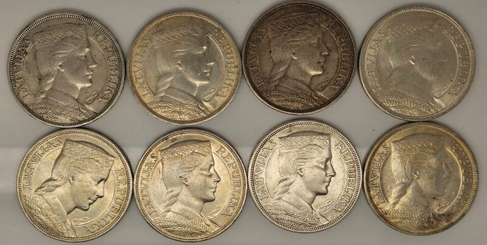 Latvia 1931 Silver 5 Lati Beautiful big Silver Coins Priced at Silver Spot Price