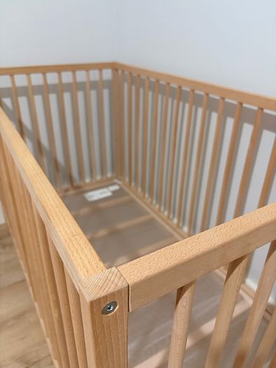 Oak Wooden Baby Cot and mattress