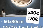 LED Bathroom Mirror 60c80cm Oval Clock Antifog