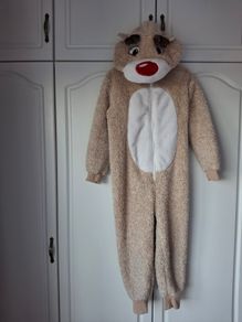 Reindeer fleece hooded onesie