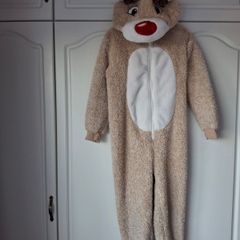 Reindeer fleece hooded onesie