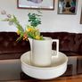Large Sarreguemines France Ivory Washbasin and Jug Art Deco 1920s to 50s Image 10