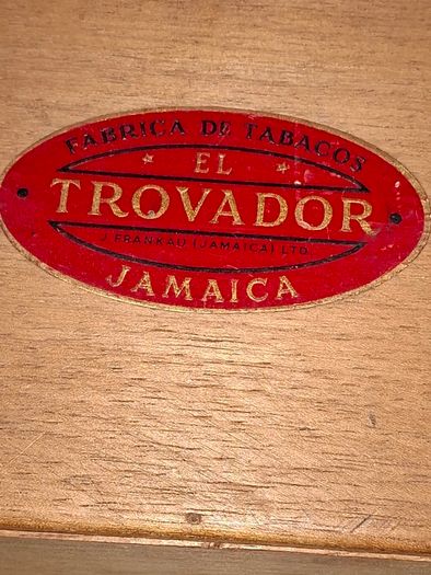Old Empty Wooden Cigar Box for El Trovador Cigars Made In Jamaica, Postage Available or Collection,