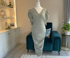 Ladies Light Sage Green Ruched Dress from Ax Paris