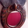 mid century hand carved hardwood owl mirror Image 4