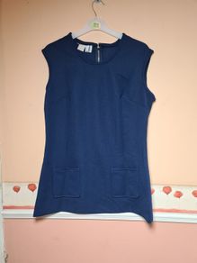 womens Vintage Crimplene mini dress navy 1960's/70's Size EU 40 UK 10 medium