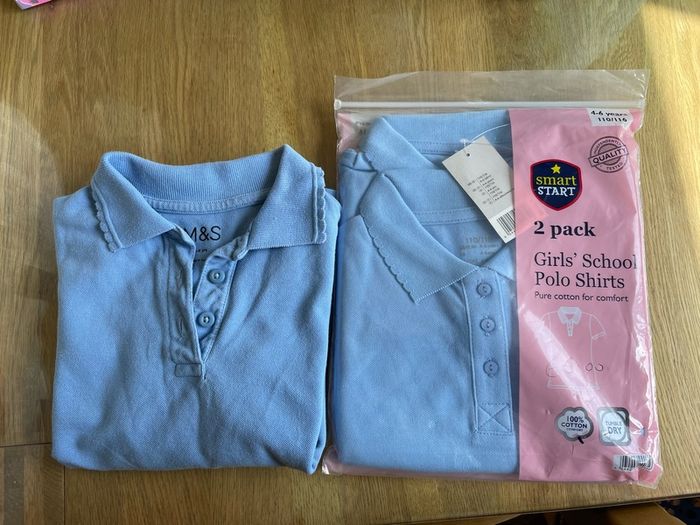 3 x blue school uniform polo shirt/blouses