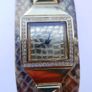 Guess Gold Tan Python Leather Embossed Cuff Band Glitz Watch-u0225l2 Image 2