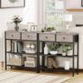 Console Table, Slim Console Table with 2 Drawers, Hallway Table with Storage, Side Table, Slim Sofa Table for Small Spaces, Living Room, Entryway, Kitchen, Greige and Black Image 2