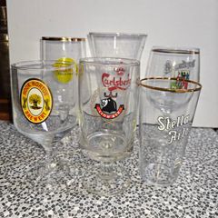Nice lot of 6 old branded beer ale lager glasses