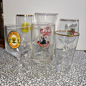 Nice lot of 6 old branded beer ale lager glasses