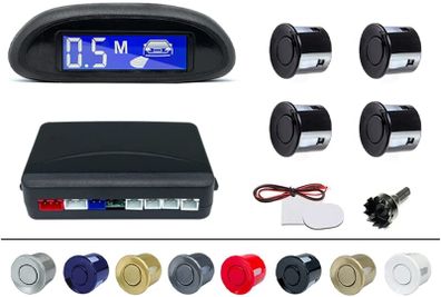 Parking Sensor Kit Car Parktronic LCD Display Backlight Reverse Backup Radar Monitor System 4 Sensors 22mm 12V